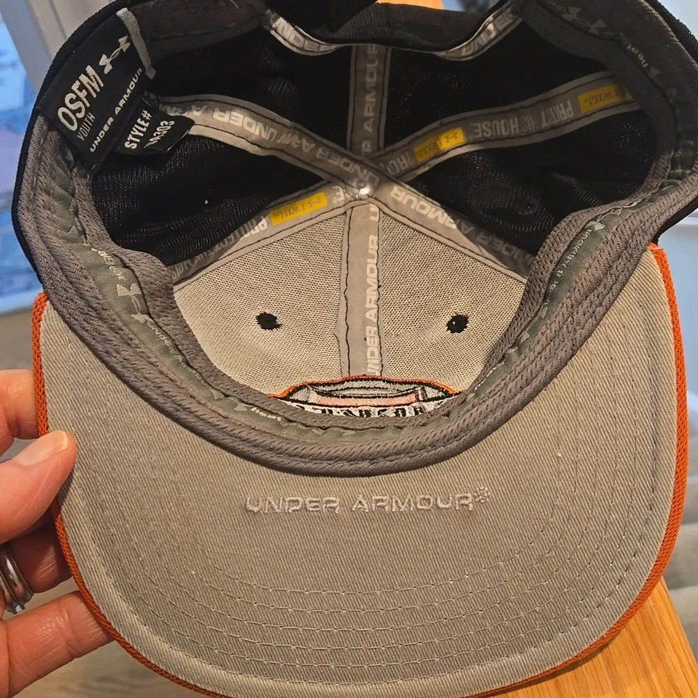 Under Armour Ripken Baseball Cap in Black and Orange Youth